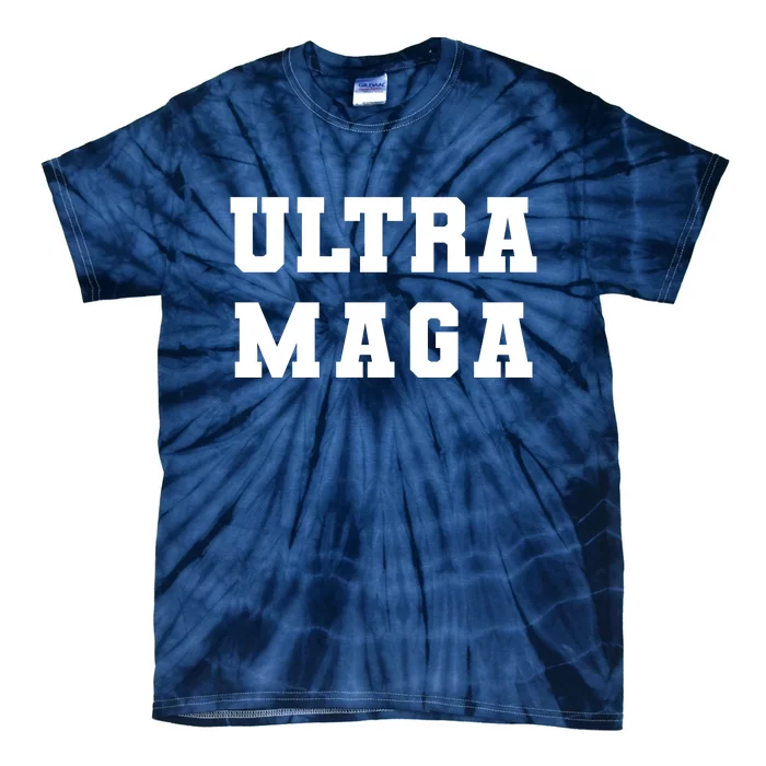 Ultra MAGA Varsity College Font Logo Tie-Dye T-Shirt