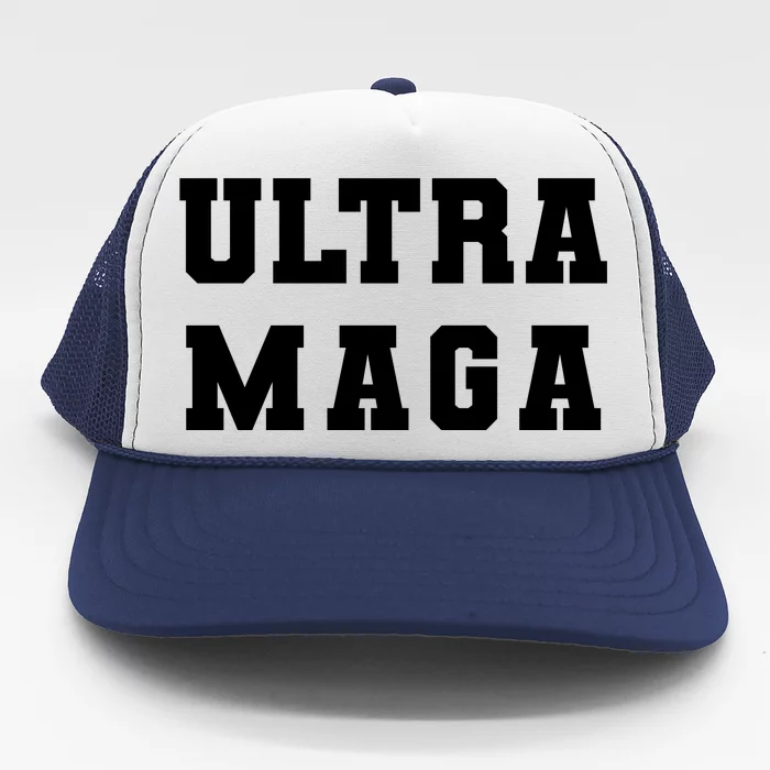 Ultra MAGA Varsity College Font Logo Trucker Hat