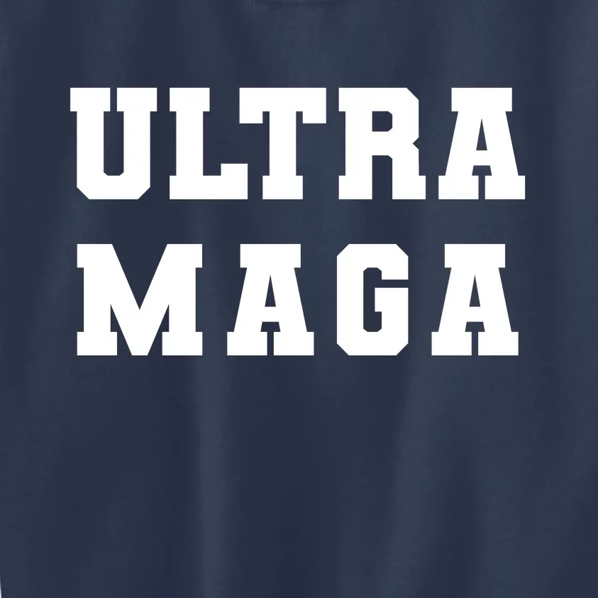 Ultra MAGA Varsity College Font Logo Kids Sweatshirt