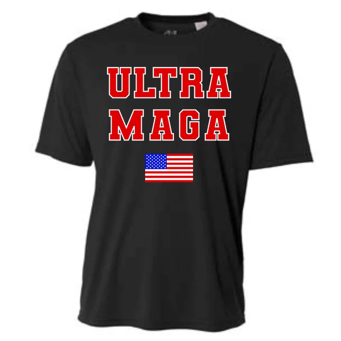 Ultra MAGA Varsity USA United States Flag Logo Cooling Performance Crew T-Shirt