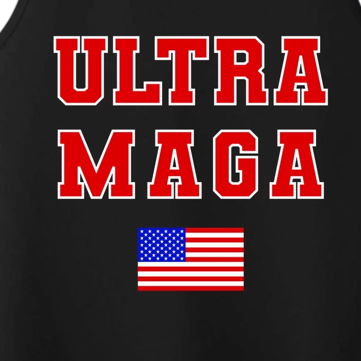 Ultra MAGA Varsity USA United States Flag Logo Performance Tank