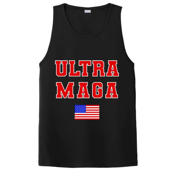 Ultra MAGA Varsity USA United States Flag Logo Performance Tank