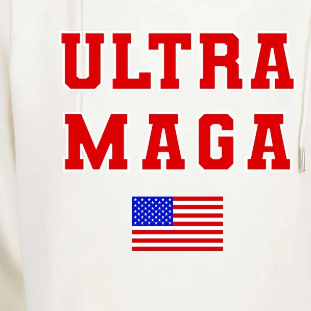 Ultra MAGA Varsity USA United States Flag Logo Womens Funnel Neck Pullover Hood