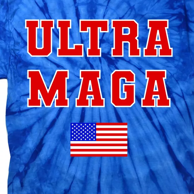 Ultra MAGA Varsity USA United States Flag Logo Tie-Dye T-Shirt