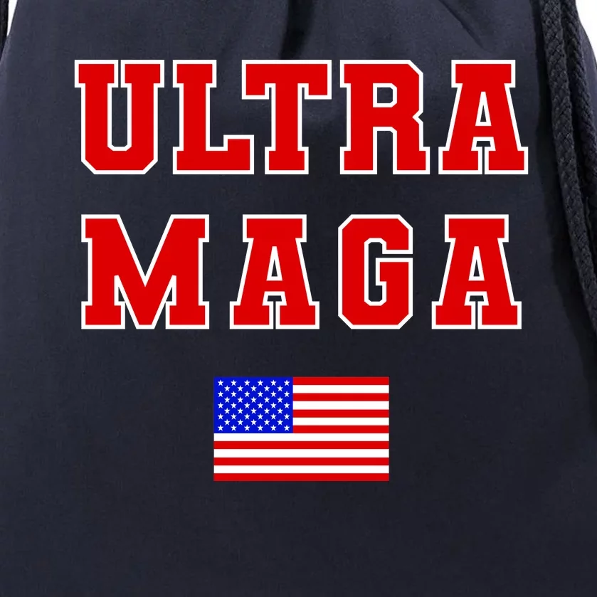 Ultra MAGA Varsity USA United States Flag Logo Drawstring Bag