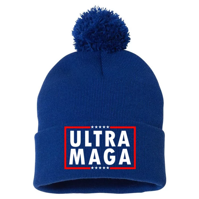 Ultra MAGA Varsity USA United States Of America Pom Pom 12in Knit Beanie