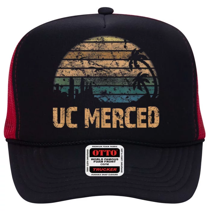 UC Merced Vintage Sunset University Alumni Funny High Crown Mesh Trucker Hat