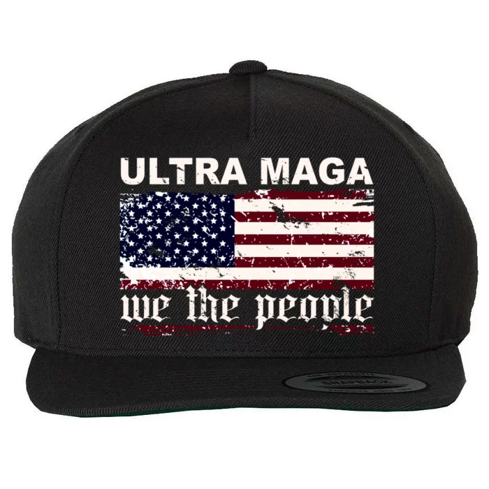 Ultra Maga We The People USA Flag Vintage Wool Snapback Cap