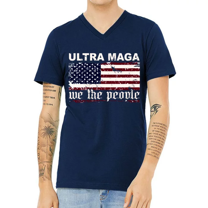 Ultra Maga We The People USA Flag Vintage V-Neck T-Shirt