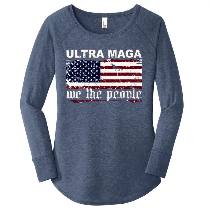 Ultra Maga We The People USA Flag Vintage Women's Perfect Tri Tunic Long Sleeve Shirt