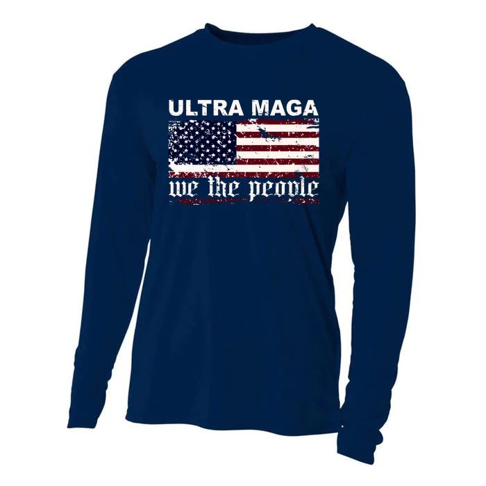 Ultra Maga We The People USA Flag Vintage Cooling Performance Long Sleeve Crew