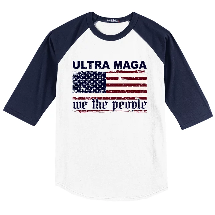 Ultra Maga We The People USA Flag Vintage Baseball Sleeve Shirt