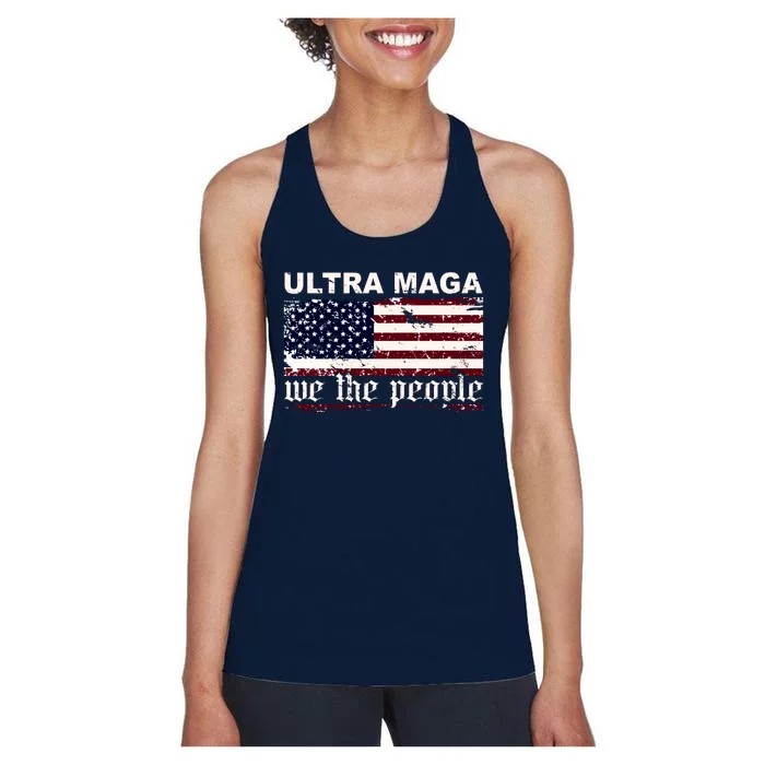 Ultra Maga We The People USA Flag Vintage Women's Racerback Tank