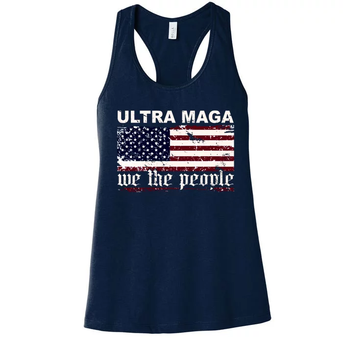 Ultra Maga We The People USA Flag Vintage Women's Racerback Tank