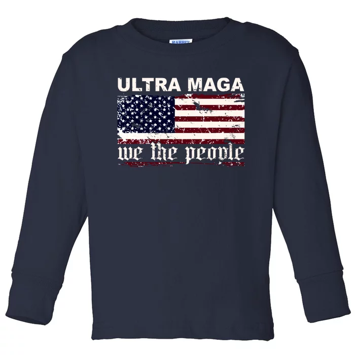 Ultra Maga We The People USA Flag Vintage Toddler Long Sleeve Shirt