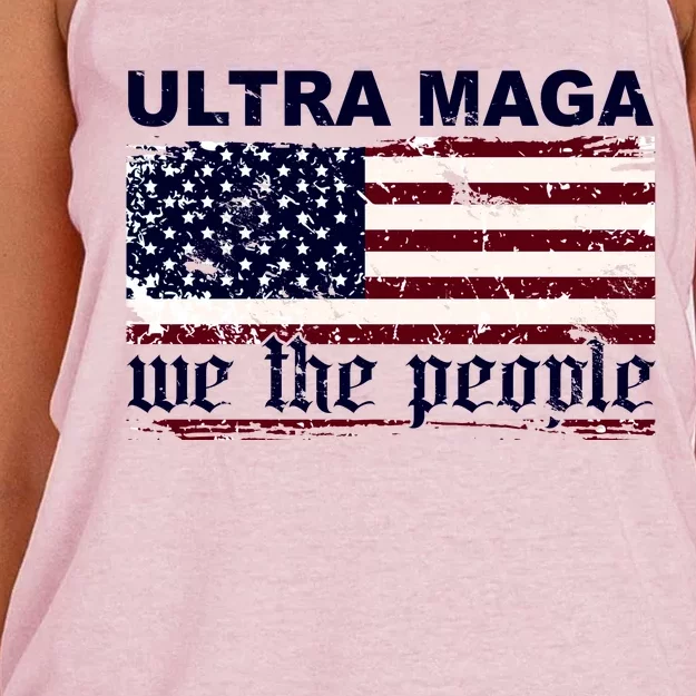 Ultra Maga We The People USA Flag Vintage Women's Knotted Racerback Tank