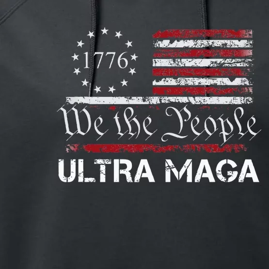 Ultra Maga We The People Proud Republican Usa Flag Performance Fleece Hoodie