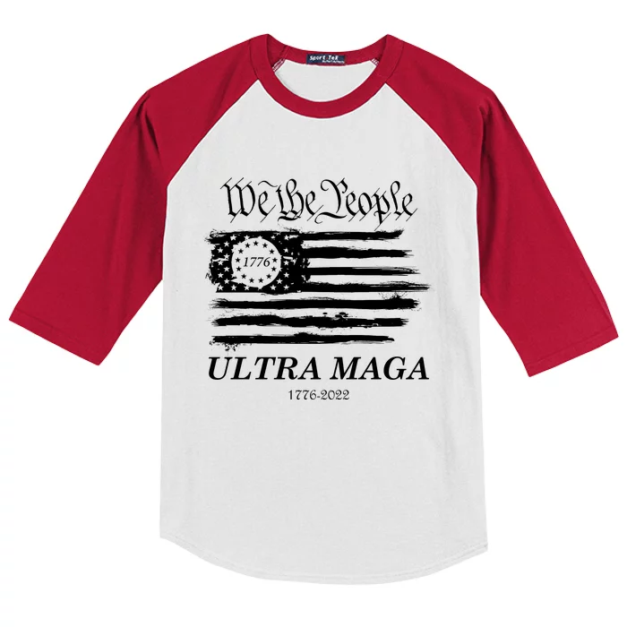 Ultra MAGA We The People Proud Betsy Ross Flag 1776 2022 Kids Colorblock Raglan Jersey