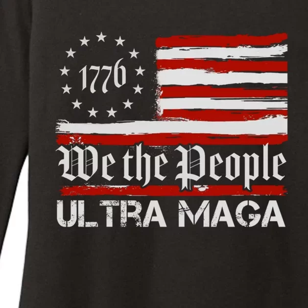 Ultra MAGA We The People Shirt Funny Anti Biden US Flag Pro Trump Trendy Womens CVC Long Sleeve Shirt