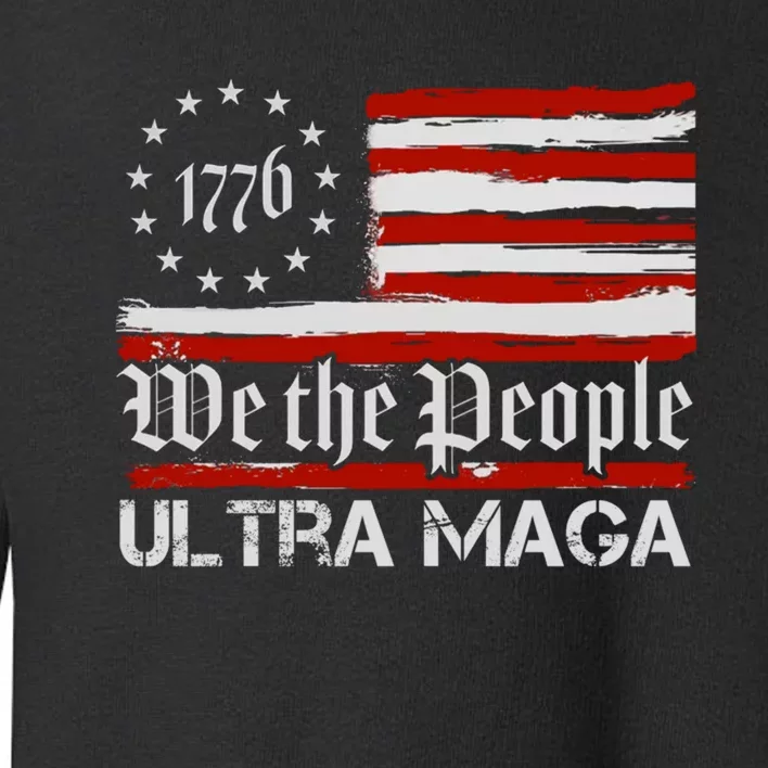 Ultra MAGA We The People Shirt Funny Anti Biden US Flag Pro Trump Trendy Toddler Sweatshirt