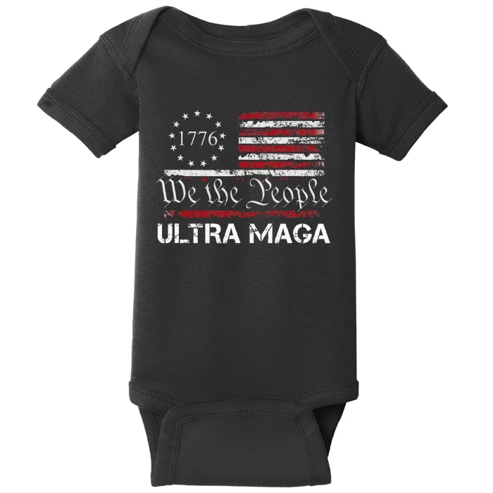 Ultra Maga We The People Proud Republican Usa Flag Baby Bodysuit