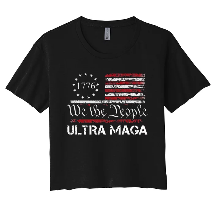 Ultra Maga We The People Proud Republican Usa Flag Women's Crop Top Tee