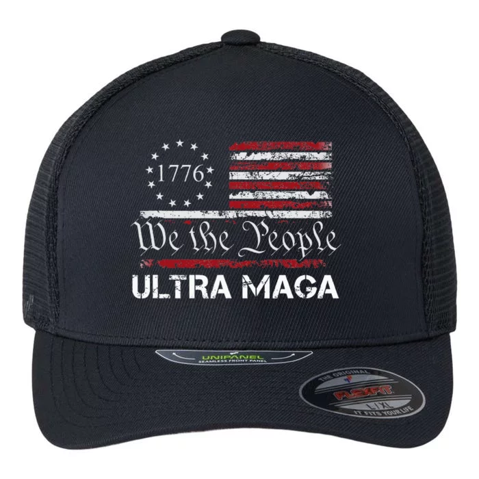 Ultra Maga We The People Proud Republican Usa Flag Flexfit Unipanel Trucker Cap