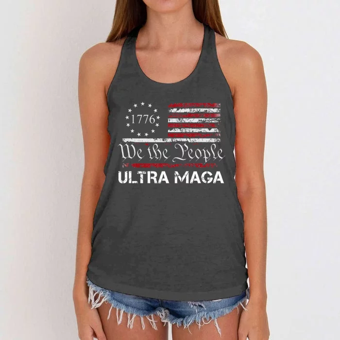 Ultra Maga We The People Proud Republican Usa Flag Women's Knotted Racerback Tank