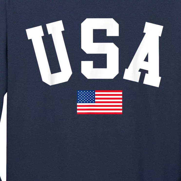 USA Men Women American Flag Patriotic 4th Of July Tall Long Sleeve T-Shirt