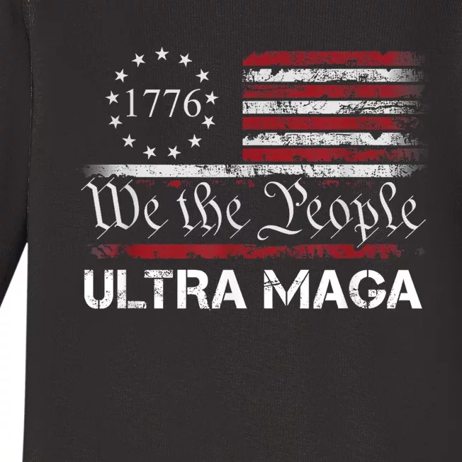 Ultra Maga We The People Proud Republican Usa Flag Baby Long Sleeve Bodysuit