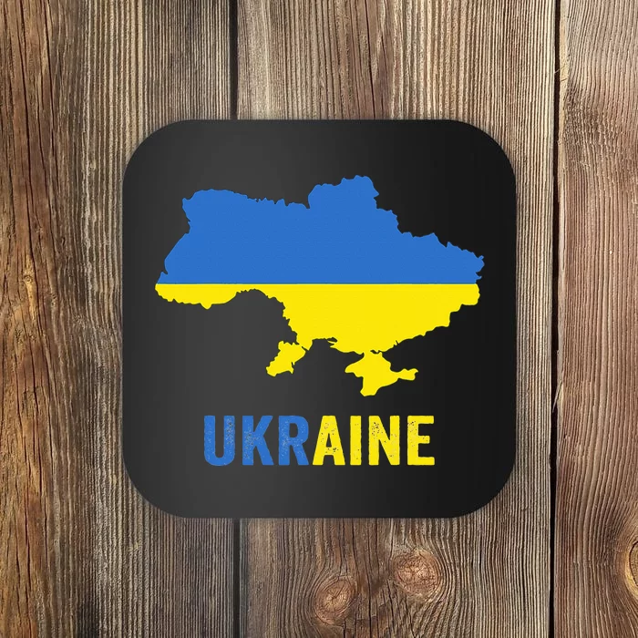 Ukraine Map With Flag Colours Ukrainian Pride Coaster