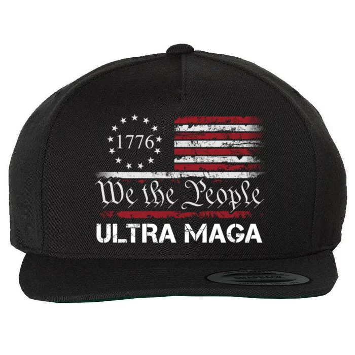 Ultra Maga We The People Proud Republican Usa Flag Gift Wool Snapback Cap