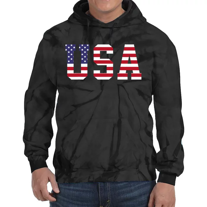 Usa National American Flag 4th Of July Tie Dye Hoodie