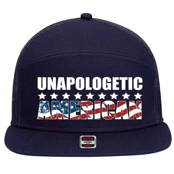 Unapologetic American 7 Panel Mesh Trucker Snapback Hat