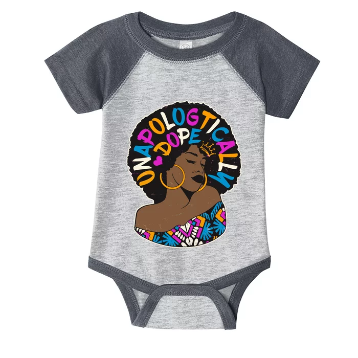 Unapologtically Dope Black Woman Stylish Afro Infant Baby Jersey Bodysuit