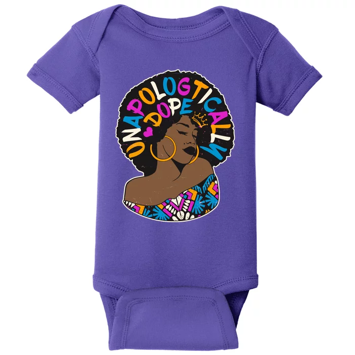 Unapologtically Dope Black Woman Stylish Afro Baby Bodysuit