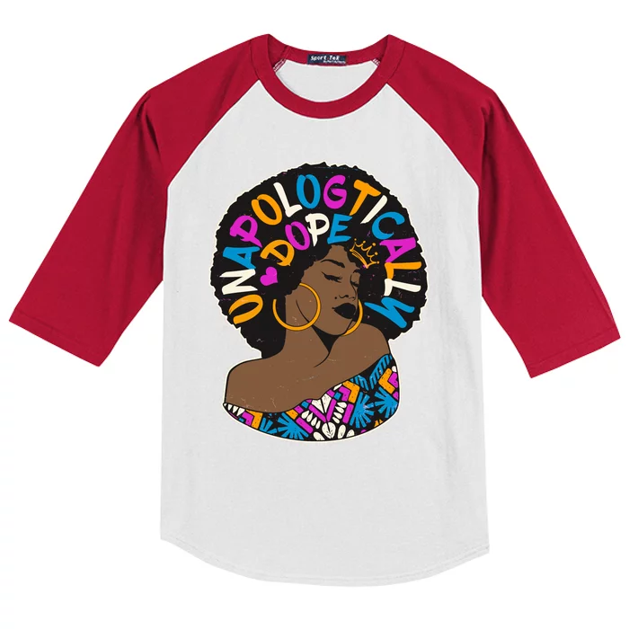 Unapologtically Dope Black Woman Stylish Afro Kids Colorblock Raglan Jersey