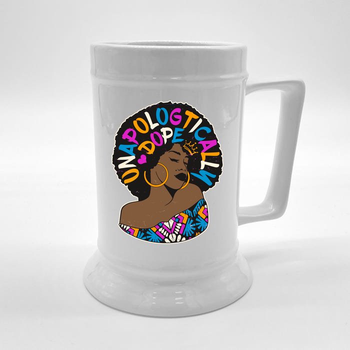 Unapologtically Dope Black Woman Stylish Afro Front & Back Beer Stein