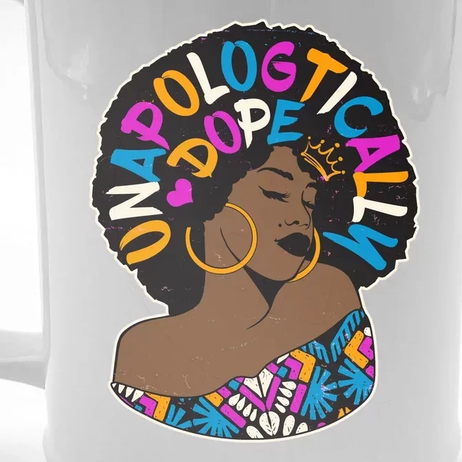 Unapologtically Dope Black Woman Stylish Afro Front & Back Beer Stein