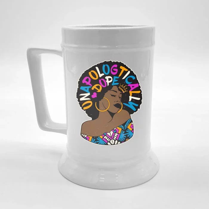 Unapologtically Dope Black Woman Stylish Afro Front & Back Beer Stein