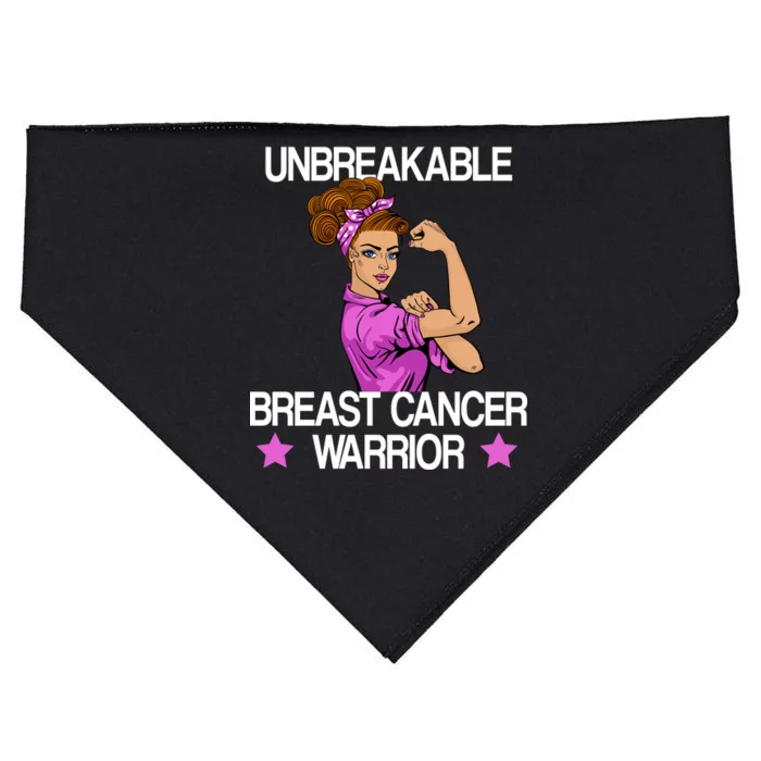 Unbreakable Breast Cancer Warrior USA-Made Doggie Bandana