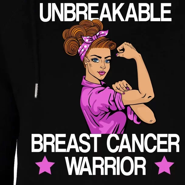 Unbreakable Breast Cancer Warrior Womens Funnel Neck Pullover Hood