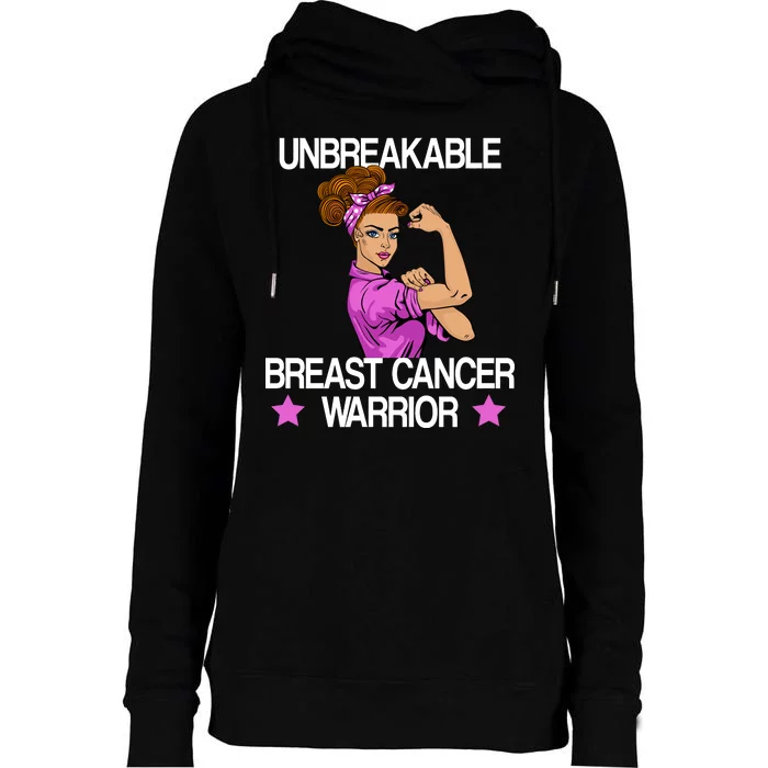 Unbreakable Breast Cancer Warrior Womens Funnel Neck Pullover Hood