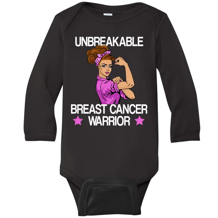 Unbreakable Breast Cancer Warrior Baby Long Sleeve Bodysuit