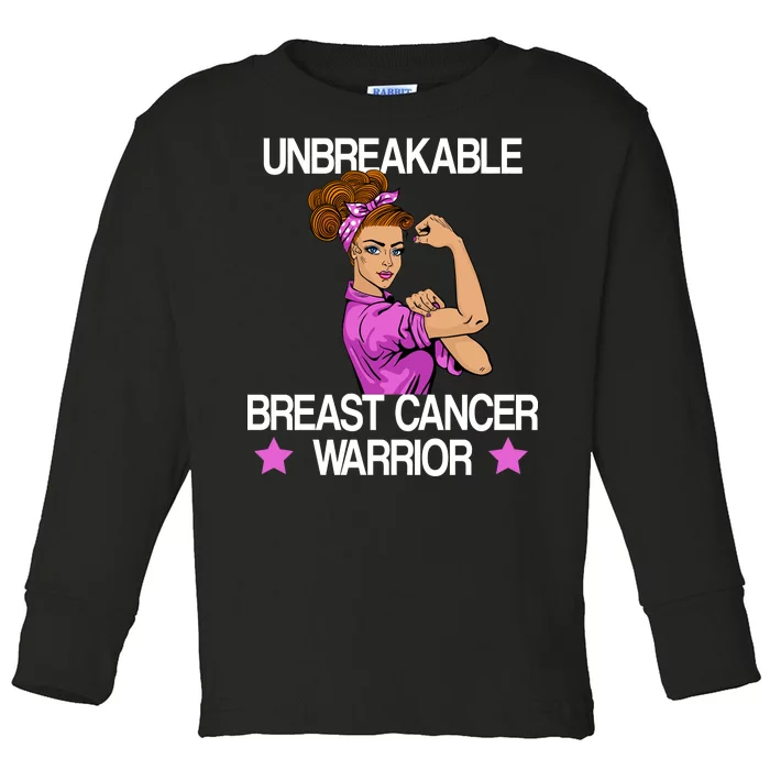 Unbreakable Breast Cancer Warrior Toddler Long Sleeve Shirt