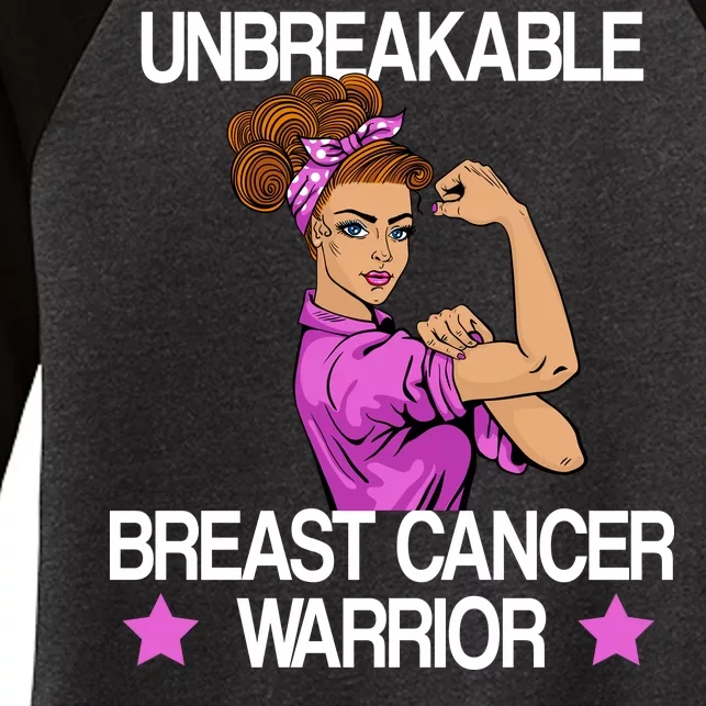 Unbreakable Breast Cancer Warrior Women's Tri-Blend 3/4-Sleeve Raglan Shirt