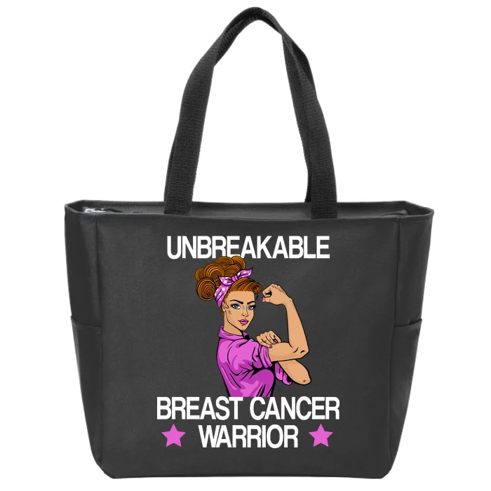 Unbreakable Breast Cancer Warrior Zip Tote Bag