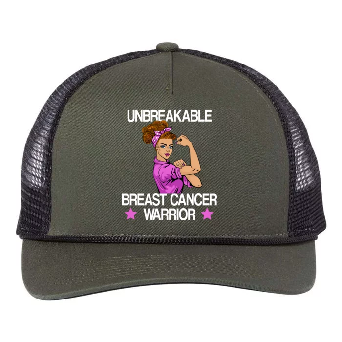 Unbreakable Breast Cancer Warrior Retro Rope Trucker Hat Cap