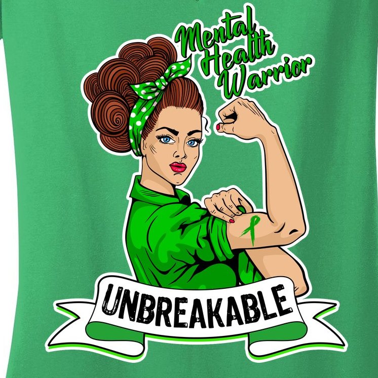Unbreakable Mental Health Warrior Women's V-Neck T-Shirt