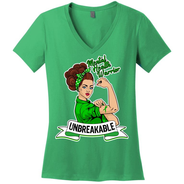 Unbreakable Mental Health Warrior Women's V-Neck T-Shirt